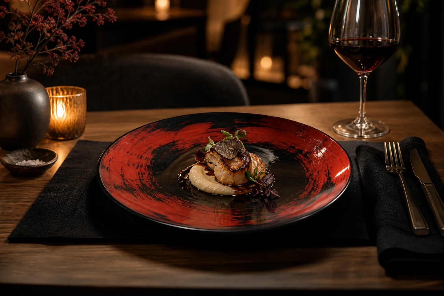 จาน Ceramindful จัดวางกับอาหารแบบ fine dining
